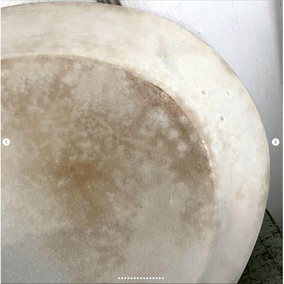Antique Large Ironstone Platter Stained Crazed Toasty Flea Bites Cottage Core - Picture 9 of 10